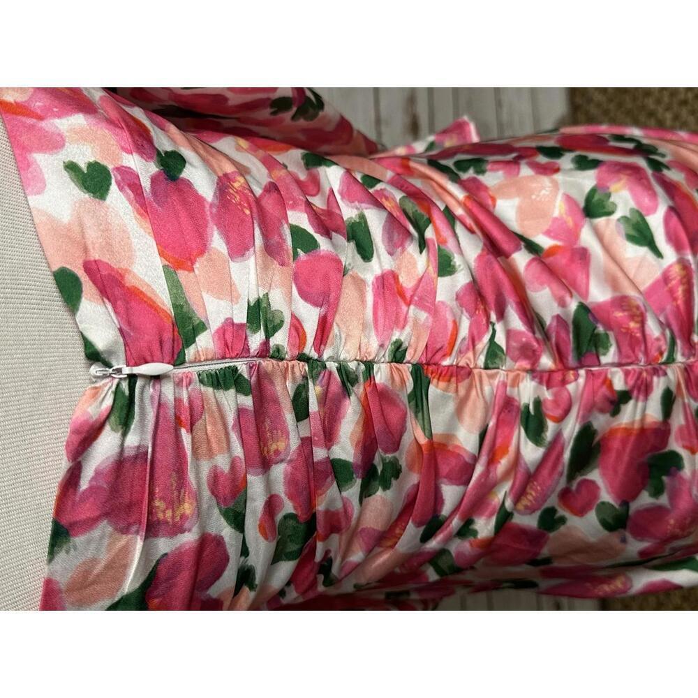 MOTF pink/multicolored heart floral sweetheart neckline maxi dress Size Large - Picture 8 of 9